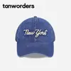 Gorra de Béisbol Bordada con Letras Retro Lavada para Hombres y Mujeres Primavera y Otoño Estilo Coreano Versátil Circunferencia de Cabeza Grande Hace que la Cara Parezca Más Pequeña Gorra de Mezclilla con Pico de Pato