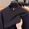 Sudadera de seda-camello-lana con cuello semi-alto para hombre, nueva moda casual otoño 2026, color liso básico, sudadera para hombre al por mayor