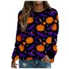 Comércio exterior transfronteiriço outono e inverno novo Halloween impressão digital 3D suéter feminino gola careca raglan manga longa suéter geração cabelo