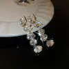 Pendientes de Flor de Zircón de Aguja de Plata, Colgantes de Gota de Agua, Pendientes Vintage, Pendientes Ligeros de Lujo de Gama Alta para Mujer