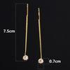 Aguja de Plata S925 Diamante Solitario Alambre Largo para la Oreja Estilo Coreano Aretes Pequeños Simples Elegantes Joyería para la Oreja de Mujer B270