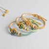 Pulsera tejida de nudo mandala hecha a mano diy cuerda de mano con nudo de flor de melocotón rosa puede usar cuentas de la suerte accesorios de joyería pulsera