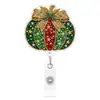 Porta-Crachá Retrátil de Acrílico Brilhante com Diamante Desenho Animado de Natal Cordão Porta-Crachá de Identificação de Trabalho de Feriado Manga para Crachá de Identificação de Enfermeira