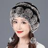 Gorro de piel de conejo Rex de invierno para mujer, moda coreana, grueso y cálido, de felpa, para adultos