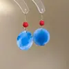 Brincos Vintage de Segunda Mão Geométricos Vermelho e Azul Moda Retrô Design Elegante Brincos de Nicho Atacado para Mulheres