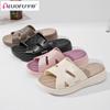 Luo Fu Suela Gruesa Cruzadas Moda Casual Cómodas Nuevas para Mujer Primavera y Verano Zapatillas de Casa Holgazanas para Usar Afuera