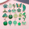 Serie Verde Fresca y Sencilla Trébol de Cuatro Hojas Melón Cantalupo Pata de Gato Colgante Accesorios de Joyería de Aleación DIY Llavero Pulsera