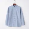 Traje Tang para Hombre Estilo Chino Retro Marca de Moda Top de Manga Larga de Algodón y Lino para Primavera y Otoño Estilo Budista Chino Hanfu Traje de Té para Meditación