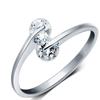 Plata de imitación Corea del Sur Europeo y Americano Diamante Suizo Doble Diamante anillo volador ajustable anillo femenino simple anillo de personalidad abierta chapado en platino