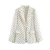 Venta al por mayor transfronteriza 2026 Moda casual europea y americana solapa de bolsillo un botón lunares blazer para mujer C46225