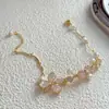 Pulsera Exquisita de Cristal Rosa Fresco Flor Perla Temperamento Moda de Alto Sentido Pulsera Suave Versátil