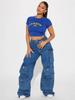 Estación Europea Comercio Exterior Transfronterizo 2025 Moda Callejera Personalizada Estilo Europeo y Americano Camiseta Bordado de Letras Top Corto