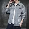 Camisa de trabalho masculina primavera e outono casaco de manga comprida top roupas Novo solto casual all-matching ins camisa da moda