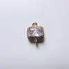 Accesorios para joyería DIY cobre incrustado circonita cristal de vidrio cuadrado doble colgante pendientes collar materiales hechos a mano