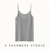 Camisola de malha de cashmere feminina, regata sem mangas, corte justo, versátil, macia e agradável à pele, com alças duplas nos ombros, peça íntima moderna