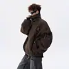 Chaqueta de Cuero con Cuello Cruzado High Street para Hombre, Abrigo de Trabajo Holgado de Tendencia Tie-Dye para Primavera, Top Casual Retro para Pareja
