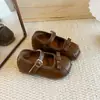 Zapatos de Cuero Estilo Universitario para Niñas con Lazo, Zapatos de Princesa de Suela Suave, Zapatos Planos Infantiles para Primavera y Otoño, Elegantes Zapatos Mary Jane Franceses