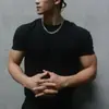Nuevo modelo de comercio exterior 230g peso pesado Sorona cuello redondo para hombre manga corta entrenamiento fitness deportes al aire libre corte ajustado camiseta
