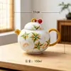 Nuevo soporte de cerámica para tetera de osmanthus pintado a mano, una bandeja de té pequeña y fresca de color amarillo anaranjado para uso doméstico, una mesita de té pequeña y accesorios para ceremony de té para servir té y bocadillos