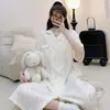 Pijama para Mujer de Verano Fino Nubes Algodón Manga Corta Camisón Estilo Coreano Dulce Puntos de Ola Vestido Camisa talla extra para chica rellenita Ropa para Casa