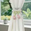 Abrazaderas para Cortinas de Tul con Tulipanes de Perlas Correas Creativas Accesorios Decorativos para Cortinas Transparentes Femeninas Abrazaderas Simples para Cortinas de Dormitorio Sala de Estar