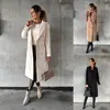 Estação independente desejo Amazon outono e inverno simples manga longa trespassado lã casaco roupas femininas