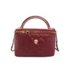 Tendencia transfronteriza nueva caja de maquillaje con asa sobre rojo patrón de diamante cadena bordada bolso de hombro único bolso cruzado