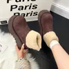 Botas de Nieve Gruesas para Mujer que Aumentan la Altura 2026 Nuevo Estilo de Invierno Cálidas Forradas de Felpa Botines Cortos de Piel Moda Ugly-Cute Cabeza Grande Zapatos de Algodón