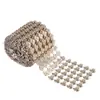 6 Filas de Rhinestones de Resina con Forma de Flor de Doble Hoja, Fila de Diamantes, Perforaciones de Malla de Plástico Electroplateado, Accesorios para Ropa, Venta al por Mayor Personalizada para Boda