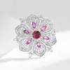 Broche Vazado Exquisitamente Esculpido, Corsage de Flor de Jasmim Roxa, Acessório de Roupa com Zircônia, Alfinete Vintage, Acessório Delicado Totalmente de Zircônia, Presente