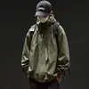 Jaqueta de Trabalho Funcional com Capuz Solta Estilo Americano Nova para Outono e Inverno Jaqueta de Marca Tendência para Casal Casaco de Algodão