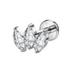 Piercing G23 liga de titânio full-body 5 brincos de zircônia marquise, pino de cartilagem de titânio, rosca interna 0.9, base reta, haste de 8mm