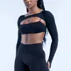 Dfyne Chal de Manga Larga Transfronterizo Ropa de Yoga Deportiva Secado Rápido Espalda Descubierta Top de Fitness Ropa Deportiva de Running y Entrenamiento para Mujeres