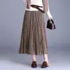 Saia Midi Bordada Linha A para o Dia a Dia com Barra Larga Fluida Saia Midi Feminina Outono/Inverno 2026 Nova Saia Midi Plissada de Cintura Alta