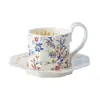 Juego de Regalo de Taza de Café con Patrón Floral Pequeño, Juego de Taza y Platillo de Café, Taza de Agua, Juego de Regalo de Tetera y Platillo