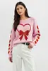 Suéter Bestseller de Comercio Exterior Europeo y Americano Otoño/Invierno 2026, Suéter Pulóver con Patrón de Corazón para el Día de San Valentín con Colores Contrastantes