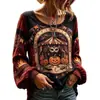 2026 Nova Camisa de Manga Longa para Halloween Rosa Aranha Gola Redonda Manga Longa Top Vintage Escuro Gótico Top