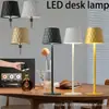 Luminária de Mesa LED Recarregável Ajustável Tecido Metal Luz Quente Suave Luminária de Mesa de Atmosfera Criativa para Mesa de Cabeceira Luz Noturna Criativa Mesa