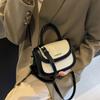 Bolsa de sela têxtil simples de cor sólida, bolsa de ombro com cores combinando, 2025, novo estilo coreano, moderno, casual, bolsa transversal para mulheres