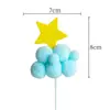Pacote com 10 Decorações de Bolo Estrela Lua Bola de Pelo Nuvem Inserção Balão Arco-Íris Decoração de Mesa de Sobremesa de Aniversário