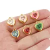 Colgante de Corazón Estéreo de Acero Inoxidable Pulido con Piedra de Cristal y Circonita Corazón de Durazno Accesorios de Joyería para Collares y Pulseras DIY