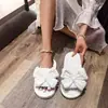 Chinelos de Pelúcia Oversized com Laço Estilo Coreano, Chinelos de Interior Respiráveis com Solado Macio Antiderrapante Estilo Fada