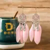 Pendientes de Pluma de Hoja de Loto Multicapa Estilo Étnico Aleación Casual Pendientes de Yunnan Venta al por Mayor Pendientes de Joyería Étnica Creativa