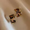 Pendientes Cuadrados Estilo Retro Hong Kong con Estampado de Leopardo Plata Aguja Lujo Sencillo Accesible Pendientes de Gama Alta Modernos Elegantes Versátiles para Mujeres