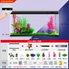 Nuevo Estilo Acuario Mediano para Peces Tanque de Peces de Vidrio Dorado para Peces Dorados con Gabinete, de Pie en el Suelo para Sala de Estar, para Personas Perezosas, Sin Cambio de Agua