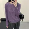 Tejido de Punto Nuevo 2025 con Cuello Redondo y Mangas Largas para Mujer, Aspecto Adelgazante Holgado, Tejido Versátil como Prenda Base para Otoño e Invierno, Ropa Interior y Exterior