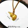 Collar Vintage Vietnamita de Calabaza Chapado en Oro con Circonita, Colgante Unisex, Versátil Cadena Larga para Suéter