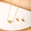 Colar com Pingente Nó do Coringa Amor Nicho Aço Titânio de Alta Qualidade Banhado a Ouro 18K Conjunto de Brincos