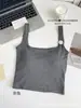 Camisole de Verão com Decote Quadrado Vazado nas Costas e Alças Largas, Copas de Látex Fixas Integradas, Top Regata Versátil para Usar por Cima