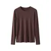 Camiseta Básica de Mousse de Cachemira Tange para Mujer, Otoño e Invierno, Cuello Redondo, Alta Elasticidad, Versátil, Cálida